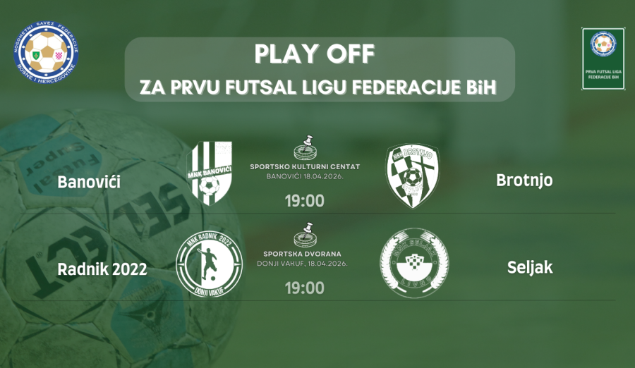 Službena lica play-offa za Prvu futsal ligu Federacije BiH