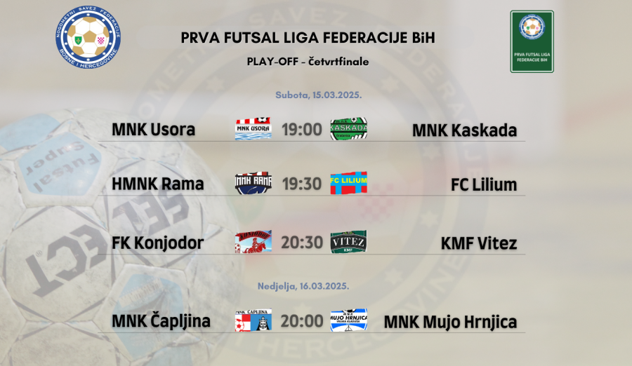 Delegiranje četvrtfinala play-offa Prve futsal lige FBiH