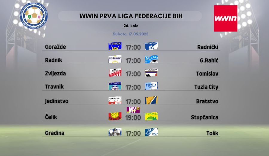 Delegiranje 26. kola WWIN Prve lige Federacije BiH