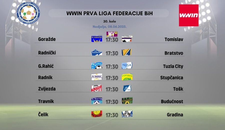 Delegiranje 30. kola WWIN Prve lige Federacije BiH