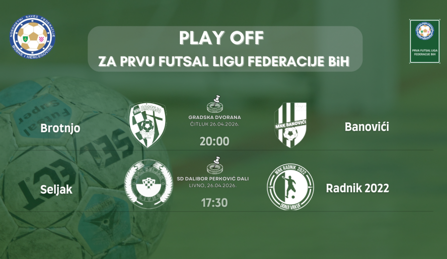 Službena lica play-offa za Prvu futsal ligu Federacije BiH